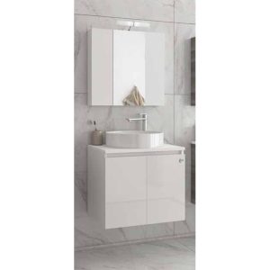 White Economic Wall Hung Bathroom Furniture with Countertop Wash Basin Se Verona White 60 Top Drop