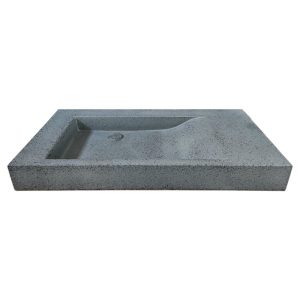 Black Terazzo Effect Rectangular Corian Countertop Wash Basin with Right Side 100x50 S14 Solid Surface