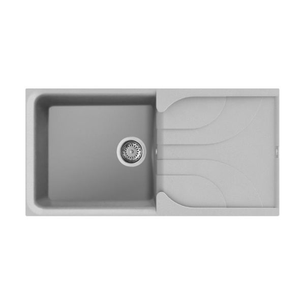 Grey Modern 1 Bowl Granite Kitchen Sink with Drainer Aluminium 79 EGO 480 Elleci