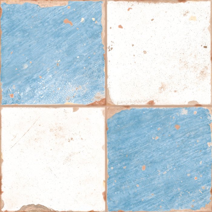 Μπλε patchwork πλακακια vintage με σχεδια ματ 33χ33 FS Artisan Damero A