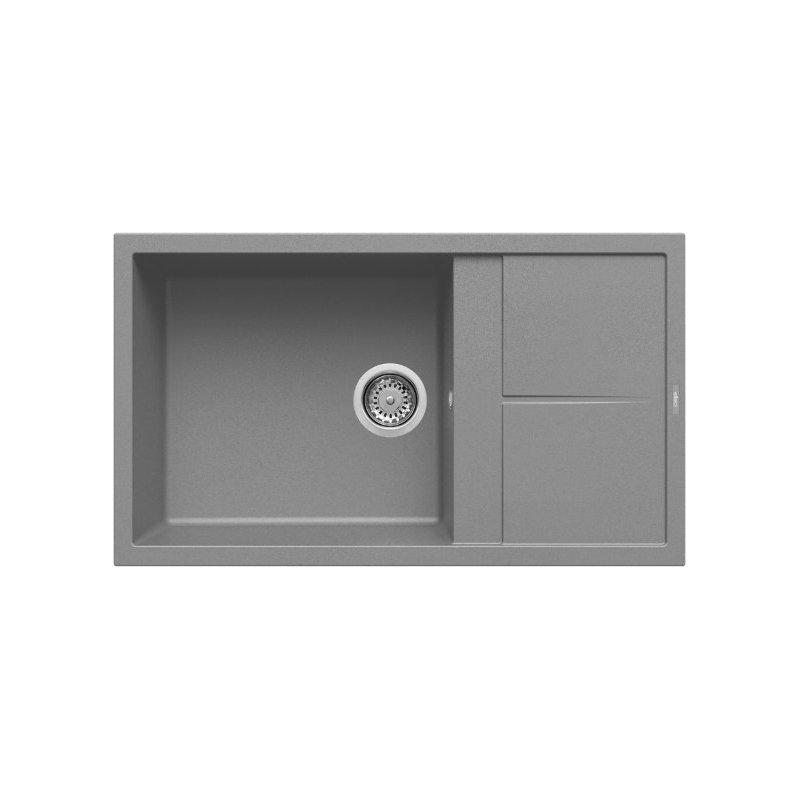 Dark Grey Modern 1 Bowl Granite Kitchen Sink with Drainer Titanium 73 Unico 410 Elleci