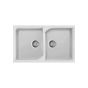 White 2 Bowl Granite Kitchen Sink Bianco Titano 68 EGO 450 Elleci