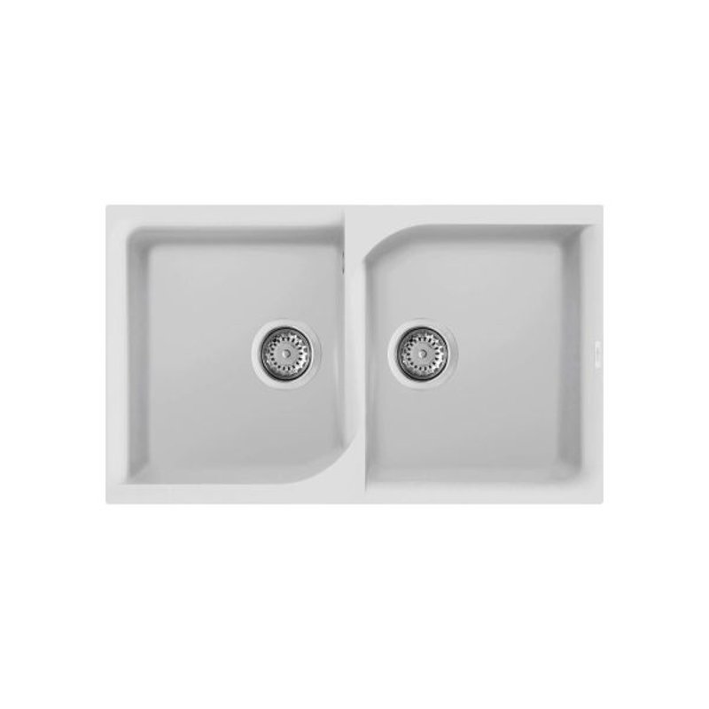 White 2 Bowl Granite Kitchen Sink Bianco Titano 68 EGO 450 Elleci