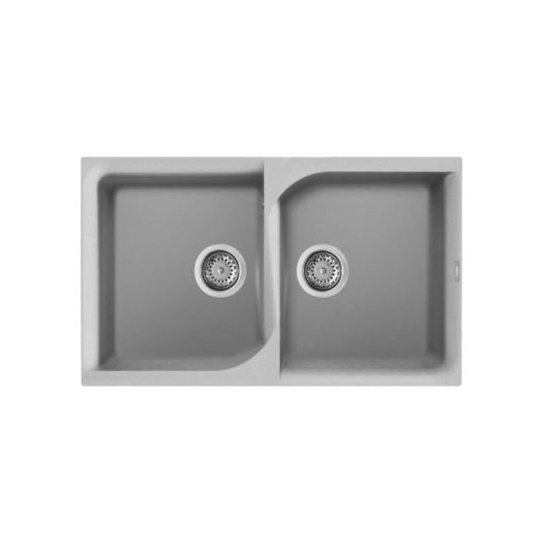 Modern Grey 2 Bowl Granite Kitchen Sink Aluminium 79 EGO 450 Elleci