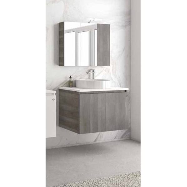 Cheap Grey Wall Hung Bathroom Furniture with Countertop Wash Basin Set Drop Verona 75 Top