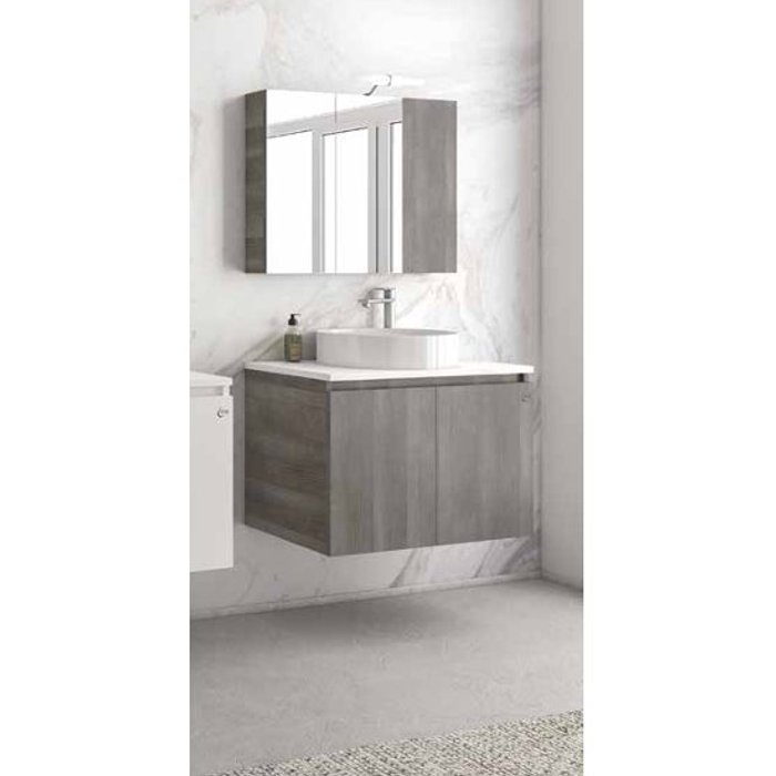 Modern Grey Wall Hung Bathroom Furniture with Countertop Wash Basin Set Drop Verona 75 Top