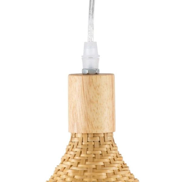 Wooden bamboo detail from vintage beige pendant ceiling light 01721 Cuba Globostar