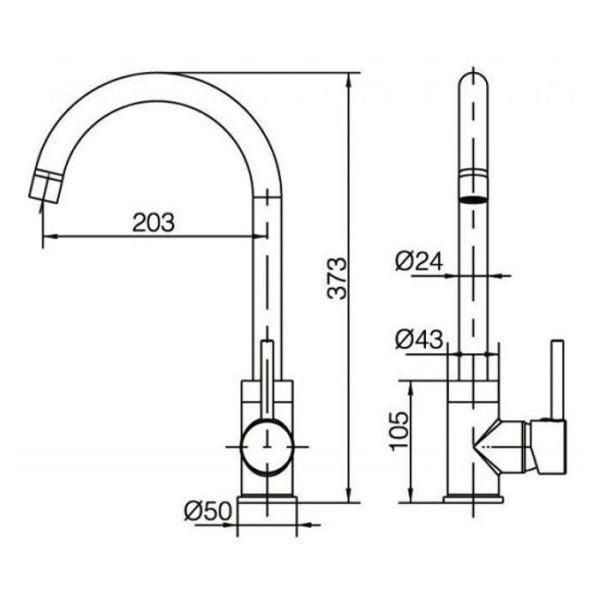 Diagram from modern kitchen mixer tap GCR002 Lyon Imex