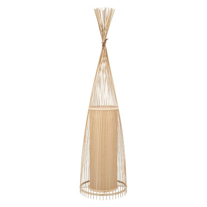 Vintage 1-Light Beige Wooden Bamboo Decorative Floor Lamp 01755 Azores