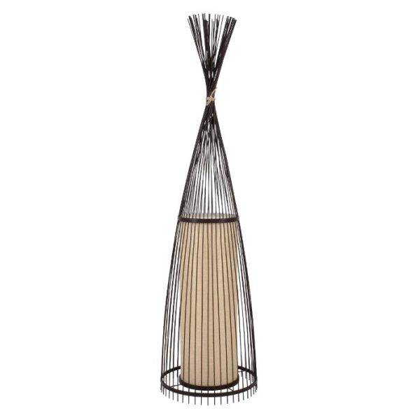 Wooden Bamboo Rustic 1-Light Brown Decorative Floor Lamp 01756 Azores