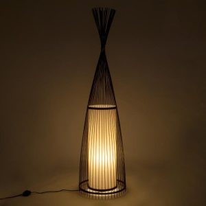 Vintage Bamboo Dark Brown Decorative Floor Lamp 01756 Azores
