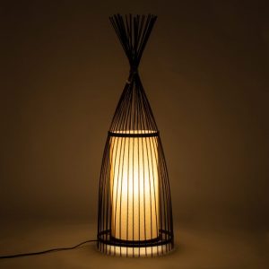 Dark Brown Wooden Bamboo Vintage Floor Lamp 01754 Azores