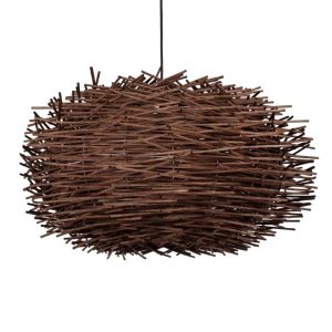 Boho 1-Light Dark Brown Bamboo Wooden Decorative Pendant Ceiling Light 01734 Minorca