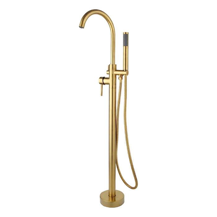 Gold Floor Mounted Freestanding Bath Shower Mixer Venti