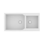 White 2 Bowl Granite Kitchen Sink 98x50 Ultra Granite 803 Bianco Sanitec