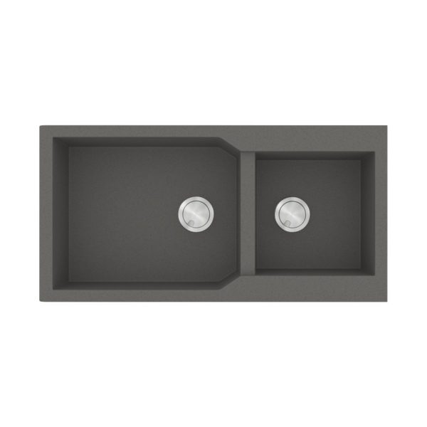 Modern Grey 2 Bowl Granite Kitchen Sink 98x50 Ultra Granite 803 Pietra Sanitec