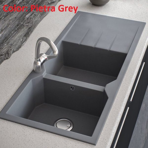 Γκρι διπλος νεροχυτης κουζινας γρανιτενιος Ultra Granite Pietra Sanitec