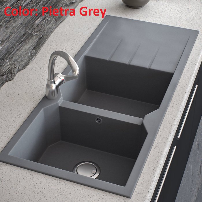 Modern Grey Granite Kitchen Sink Ultra Granite 800 Pietra Sanitec