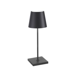 Modern Rechargeable Touch Dimmable Outdoor Table Lamp Led Grapite Grey Zafferano Poldina Mini
