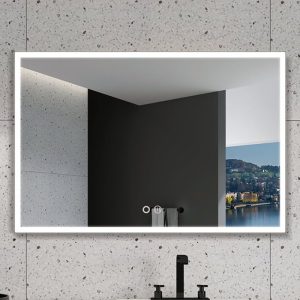 Μαυρος καθρεπτης μπανιου με led φωτισμο και μεταλλικο πλαισιο Suiza Imex