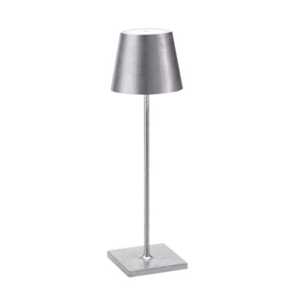 Silver Leaf Modern Rechargeable Touch Dimmable Outdoor Table Lamp Led Poldina Zafferano LD0340BFA