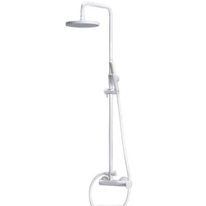 Modern White Adjustable Shower System Kit with Round Shower Head Ø20 Slim 500065-300 Armando Vicario