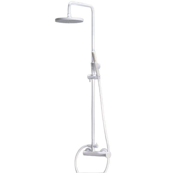 White Matt Adjustable Shower System Kit with Round Shower Head Ø20 Slim 500065-300 Armando Vicario