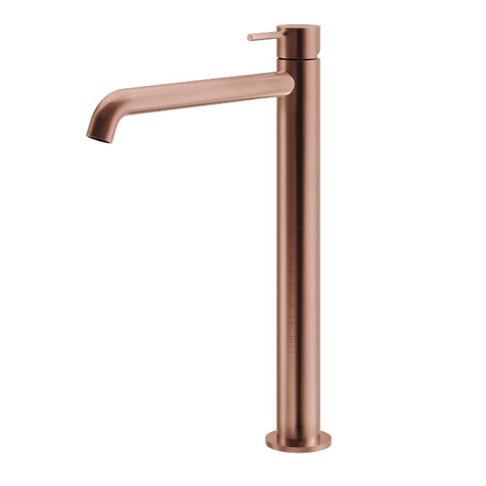Italian Gold Brushed Stainless Steel High Rise Mono Basin Mixer Tap Elle 316 35016-811 La Torre