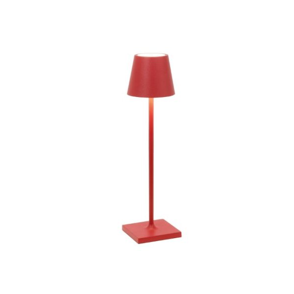 Red Modern Rechargeable Touch Dimmable Outdoor Table Lamp Led Zafferano Poldina Micro LD0490F3