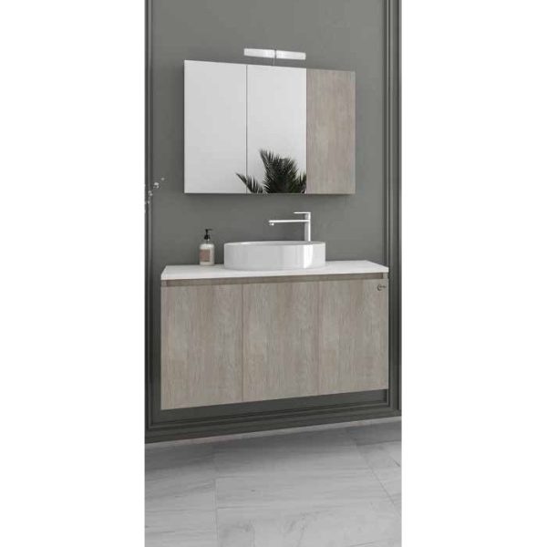 Beige Bathroom Furniture Wall Hung with Countertop Wash Basin Set Drop Verona 90 Top