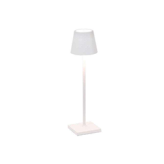 White Modern Rechargeable Touch Dimmable Outdoor Table Lamp Led Zafferano Poldina Micro LD0490B3