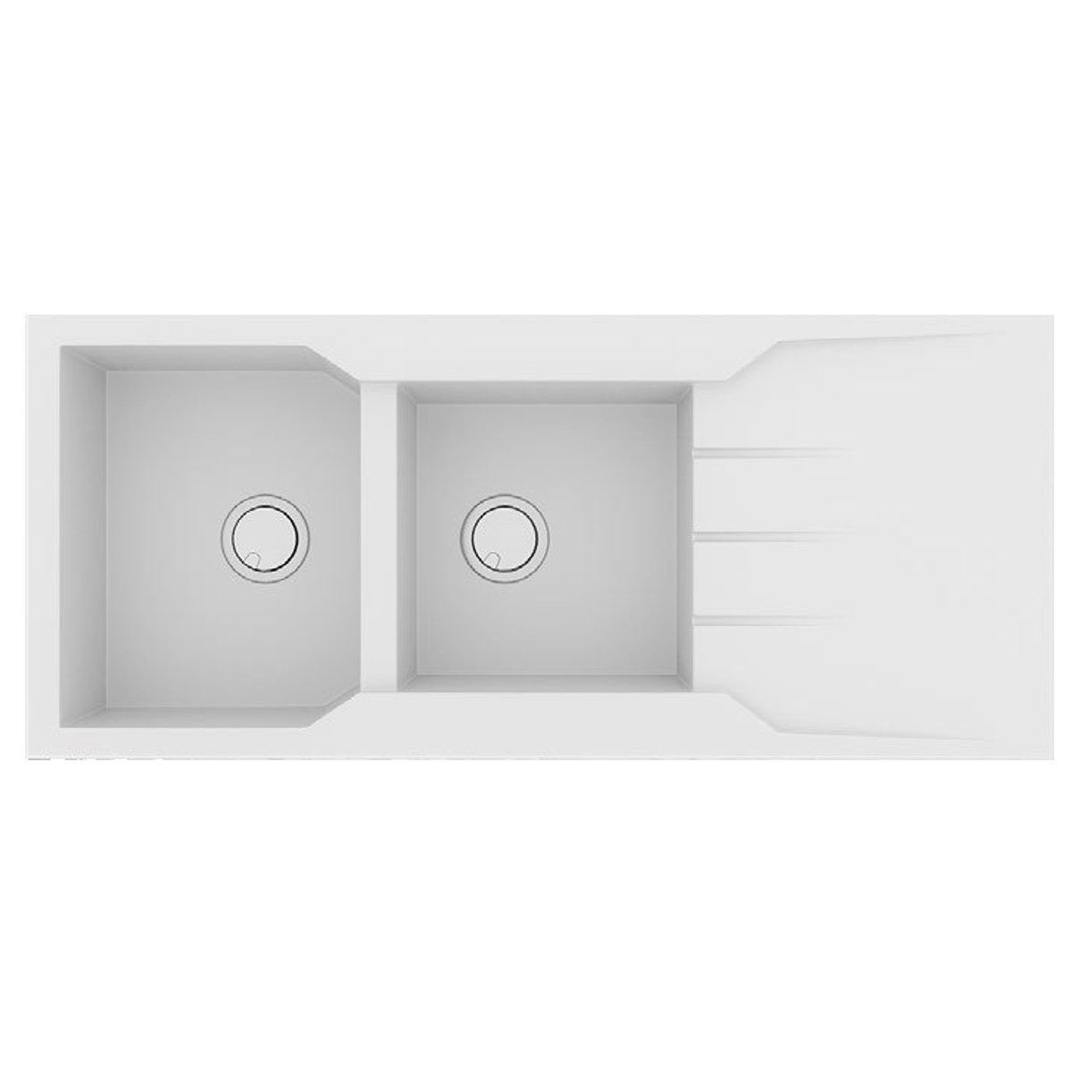 Μοντερνοι νεροχυτες κουζινας λευκοι διπλοι 116χ50 Ultra Granite 801 Bianco Sanitec