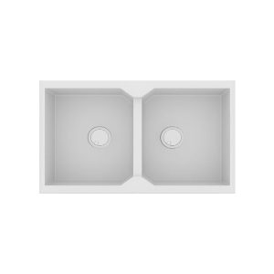 Μοντερνοι νεροχυτες κουζινας λευκοι διπλοι γρανιτενιοι 86χ50 Ultra Granite 818 Bianco Sanitec