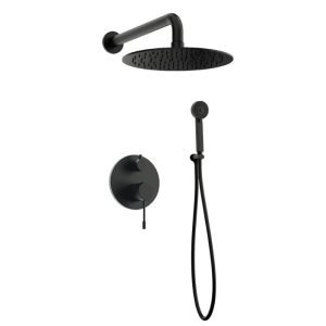 Modern Black Matt Concealed Shower Mixer Set 2 Outlets Terra Orabella