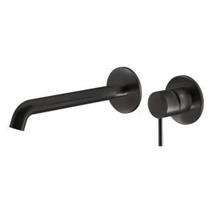 Modern Stainless Steel Black Brushed Wall Mounted 2 Hole Basin Mixer Tap Elle 316 35032-211 La Torre