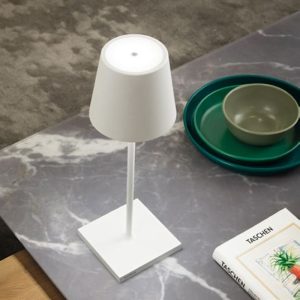 White Large Rechargeable Touch Dimmable Modern Outdoor Table Lamp LD0395B3 Poldina L Desk Zafferano