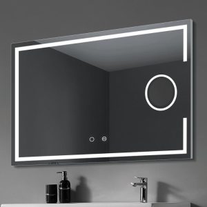 Modern LED Illuminated Anti-Fog Bathroom Mirror with Magnifying Malta Imex