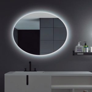 Modern Large Oval LED Illuminated Bathroom Mirror 100x80 cm Oval Imex