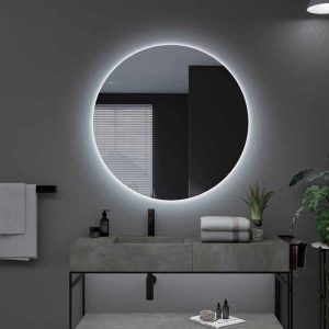 Modern Large Round LED Illuminated Bathroom Mirror Ø 60 cm Oporto Imex