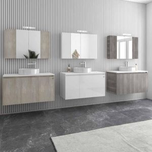Set Wall Hung Bathroom Furniture with Wash Basin & Mirror Verona 100 Top Drop