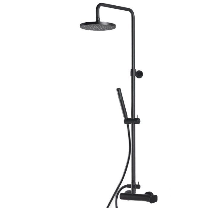 Modern Black Adjustable Shower System Kit with Round Shower Head Ø20 Slim 500065-400 Armando Vicario