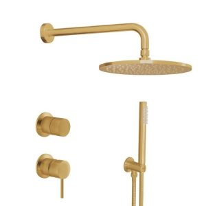 Gold Stainless Steel Concealed Shower Mixer 2 Outlets Set Elle 316 35314-211 La Torre