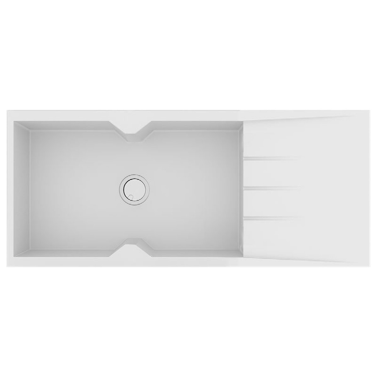 White 1 Large Bowl Granite Kitchen Sink with Drainer 116×50 Ultra Granite 817 Bianco Sanitec