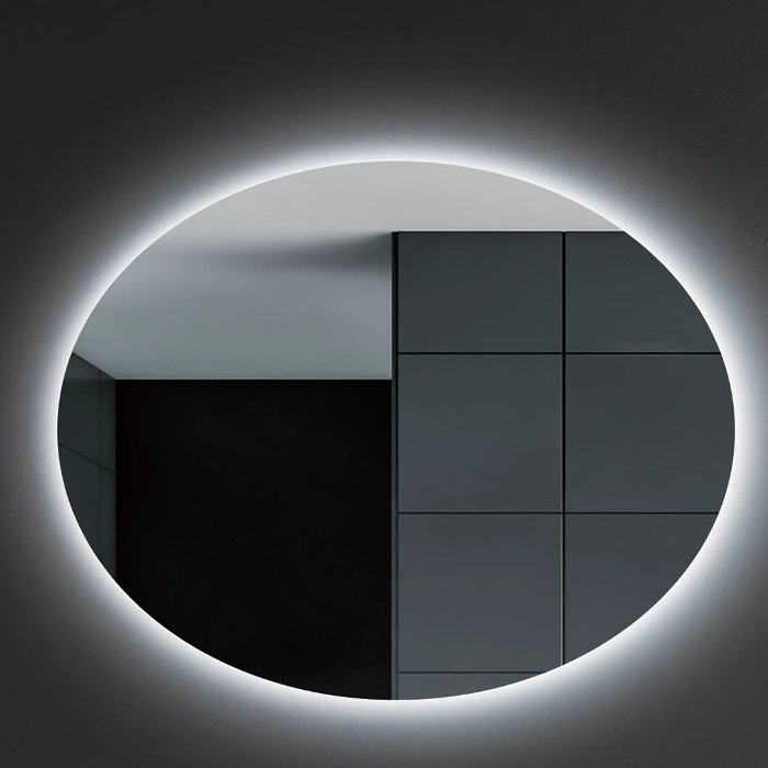 Modern Large Oval LED Illuminated Bathroom Mirror 100×80 cm Oval Imex