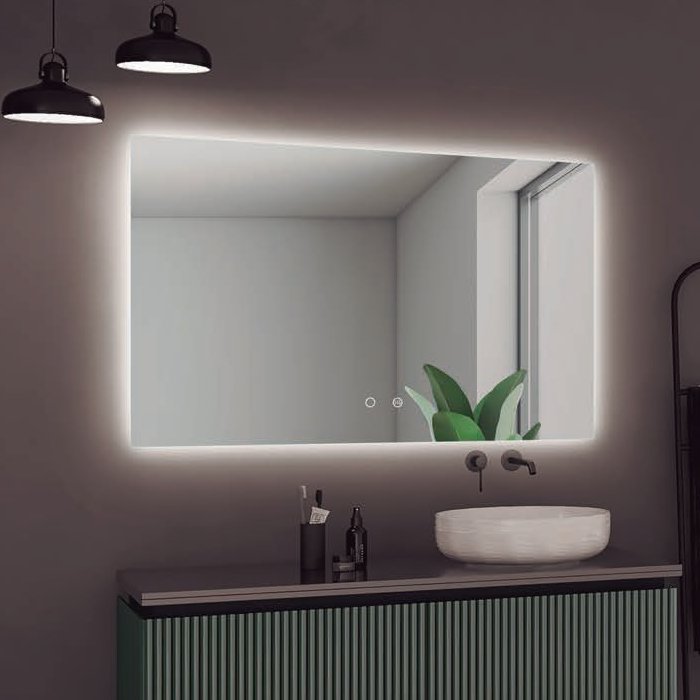 Modern Large LED Illuminated Anti-Fog Bathroom Mirror Italia Imex