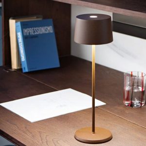 Brown Modern Rechargeable Touch Dimmable Outdoor Table Lamp Led LD0850R3 Olivia Zafferano