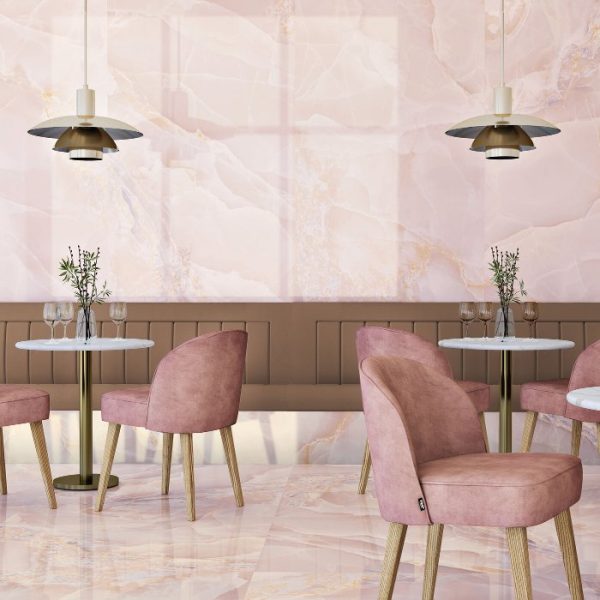 Pink Glossy Marble/Onyx Effect Wall & Floor Gres Porcelain Tile 60x120 Onyx Rose Baldocer