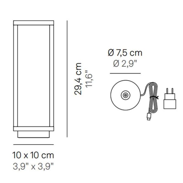 Diagram for table lamp and charging base Home Zafferano