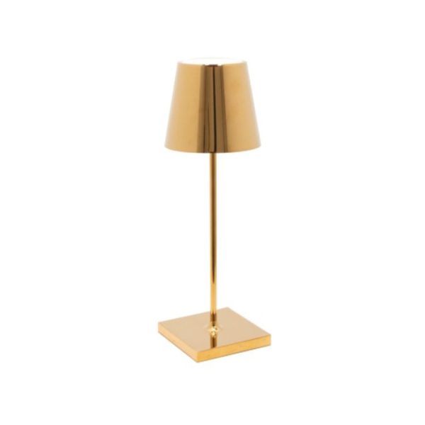 Gold Gloss Modern Rechargeable Touch Dimmable Outdoor Table Lamp Led Zafferano Poldina Mini LD0320O3