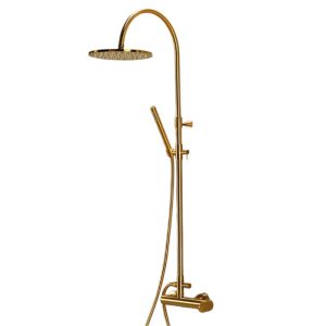 Modern Gold Adjustable Shower System Kit with Round Shower Head Ø25 Slim 500065-201 Armando Vicario